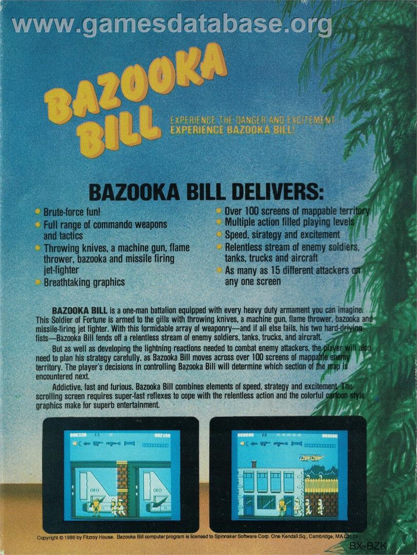 Bazooka Bill - Commodore 64 - Artwork - Box Back