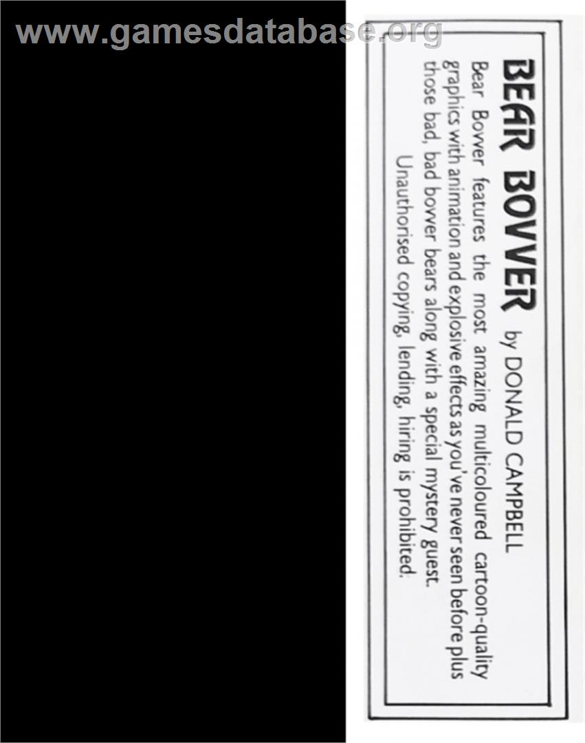 Bear Bovver - Commodore 64 - Artwork - Box Back