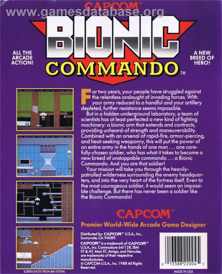 Bionic Commando - Commodore 64 - Artwork - Box Back