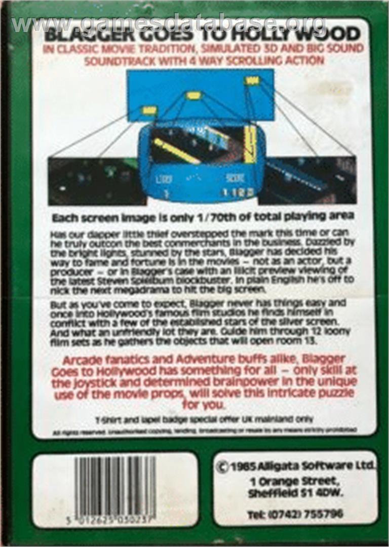 Blagger Goes to Hollywood - Commodore 64 - Artwork - Box Back