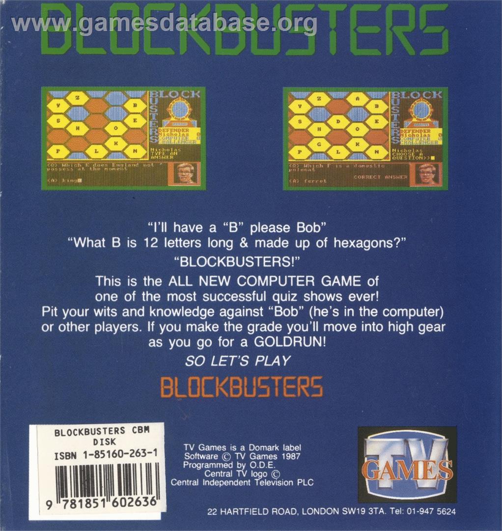 Block Busters (64'er) - Commodore 64 - Artwork - Box Back