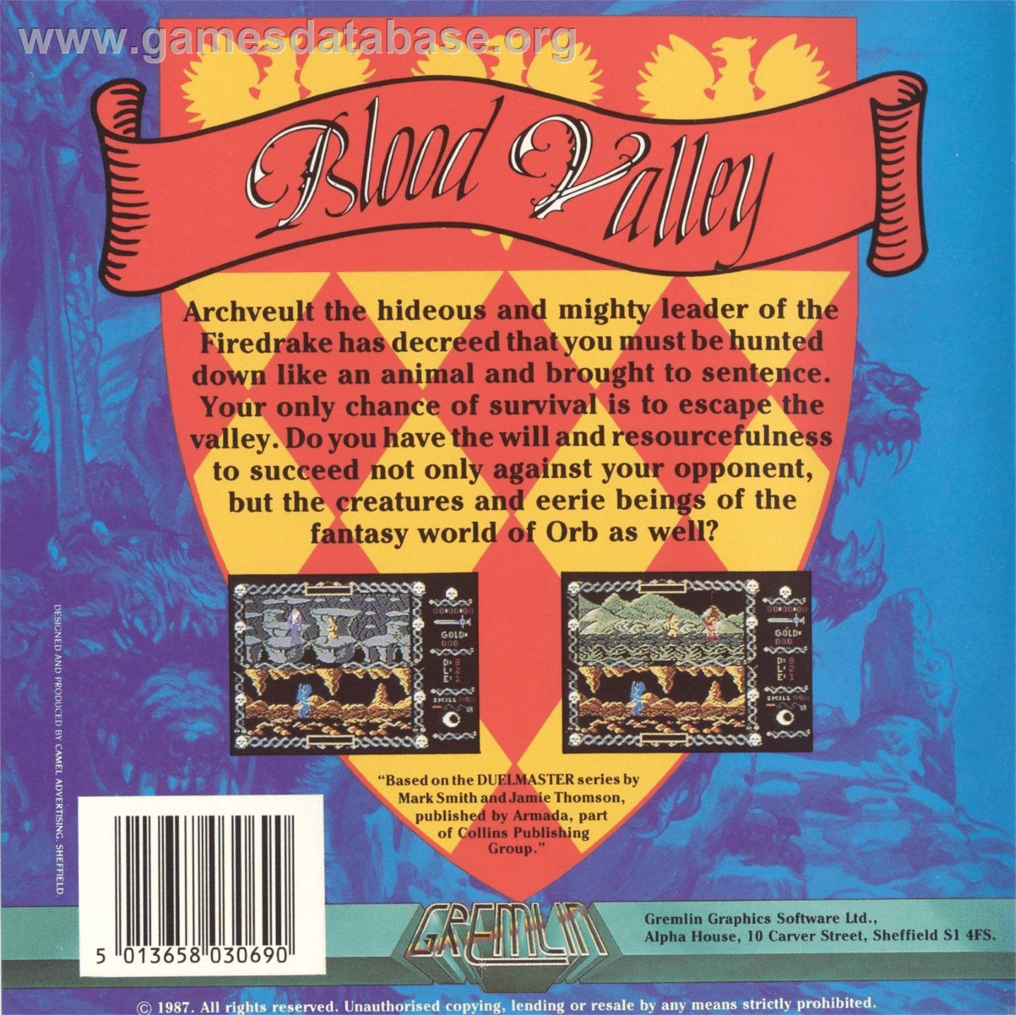 Blood Valley - Commodore 64 - Artwork - Box Back