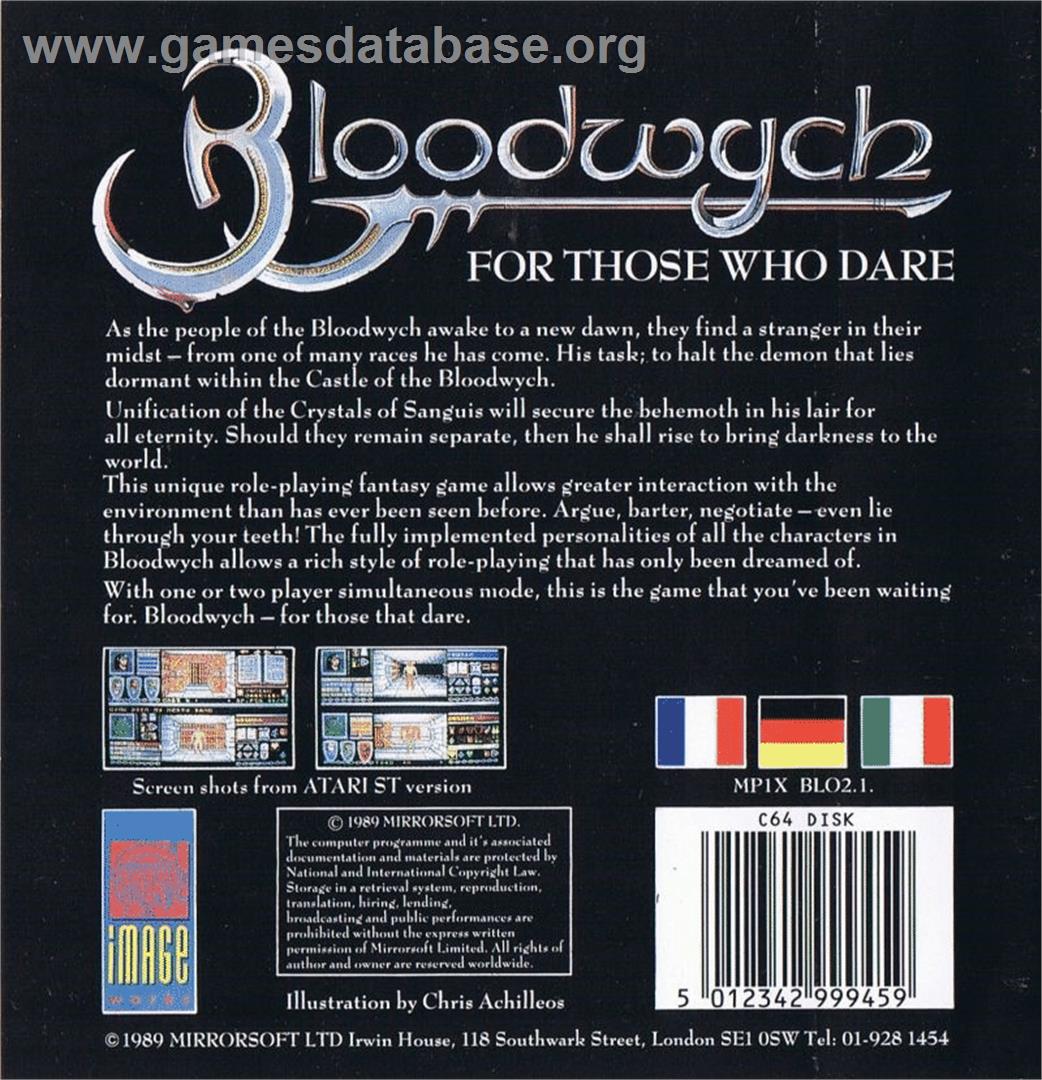Bloodwych - Commodore 64 - Artwork - Box Back