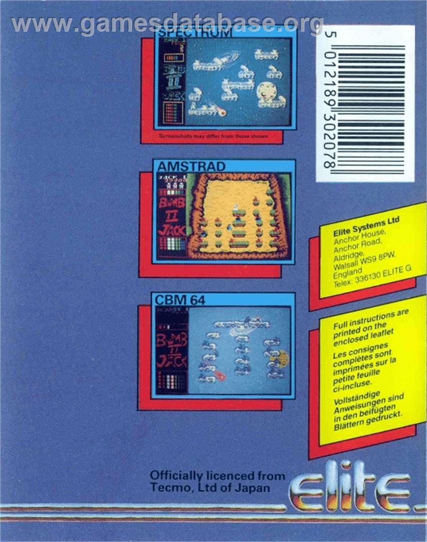 Bomb Jack II - Commodore 64 - Artwork - Box Back