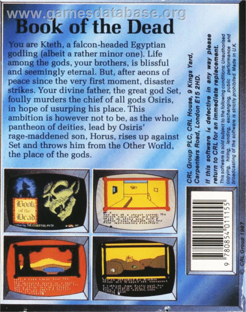 Book Of The Dead - Commodore 64 - Artwork - Box Back