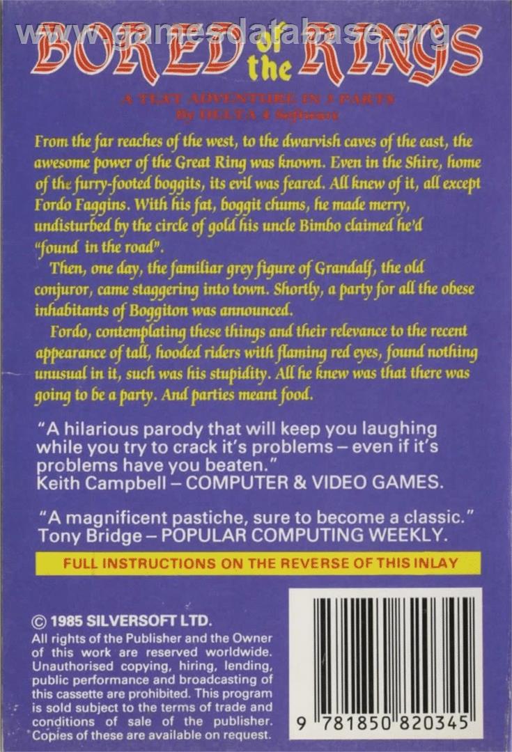 Bored Of The Rings - Commodore 64 - Artwork - Box Back