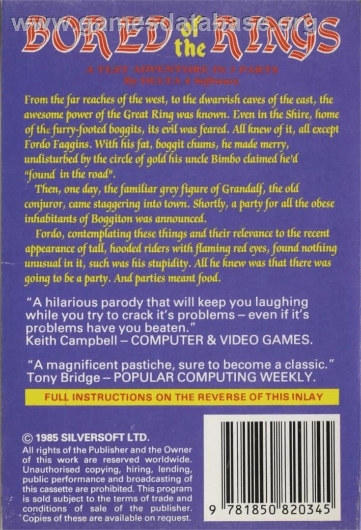 Bored of the Rings - Commodore 64 - Artwork - Box Back