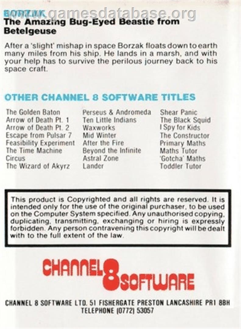 Borzak - Commodore 64 - Artwork - Box Back