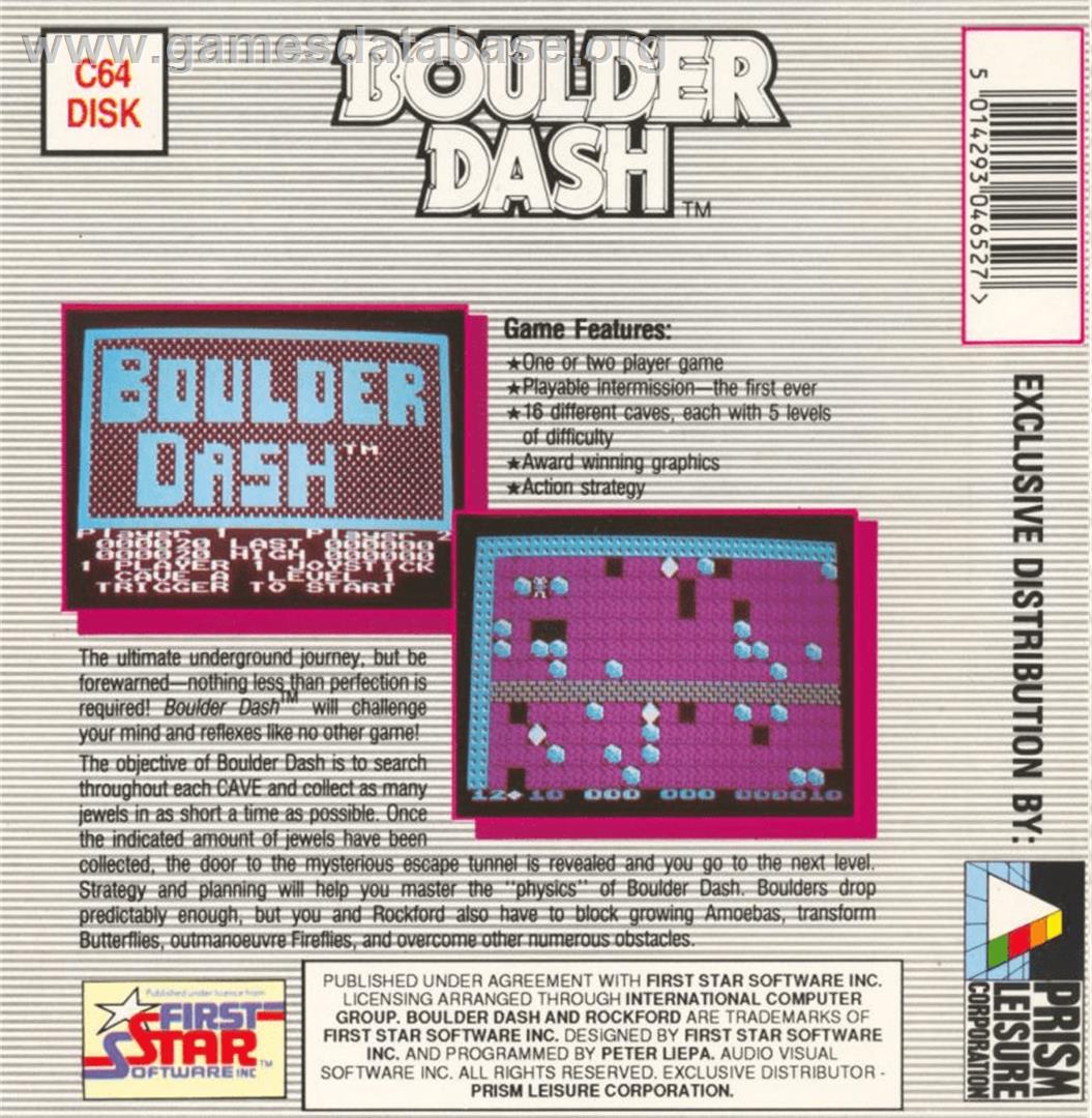 Boulder Dash - Commodore 64 - Artwork - Box Back