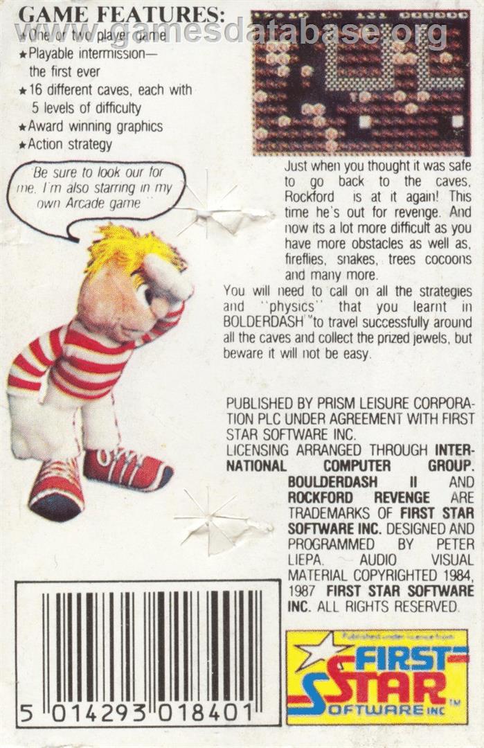 Boulder Dash 2 - Rockford's Revenge - Commodore 64 - Artwork - Box Back