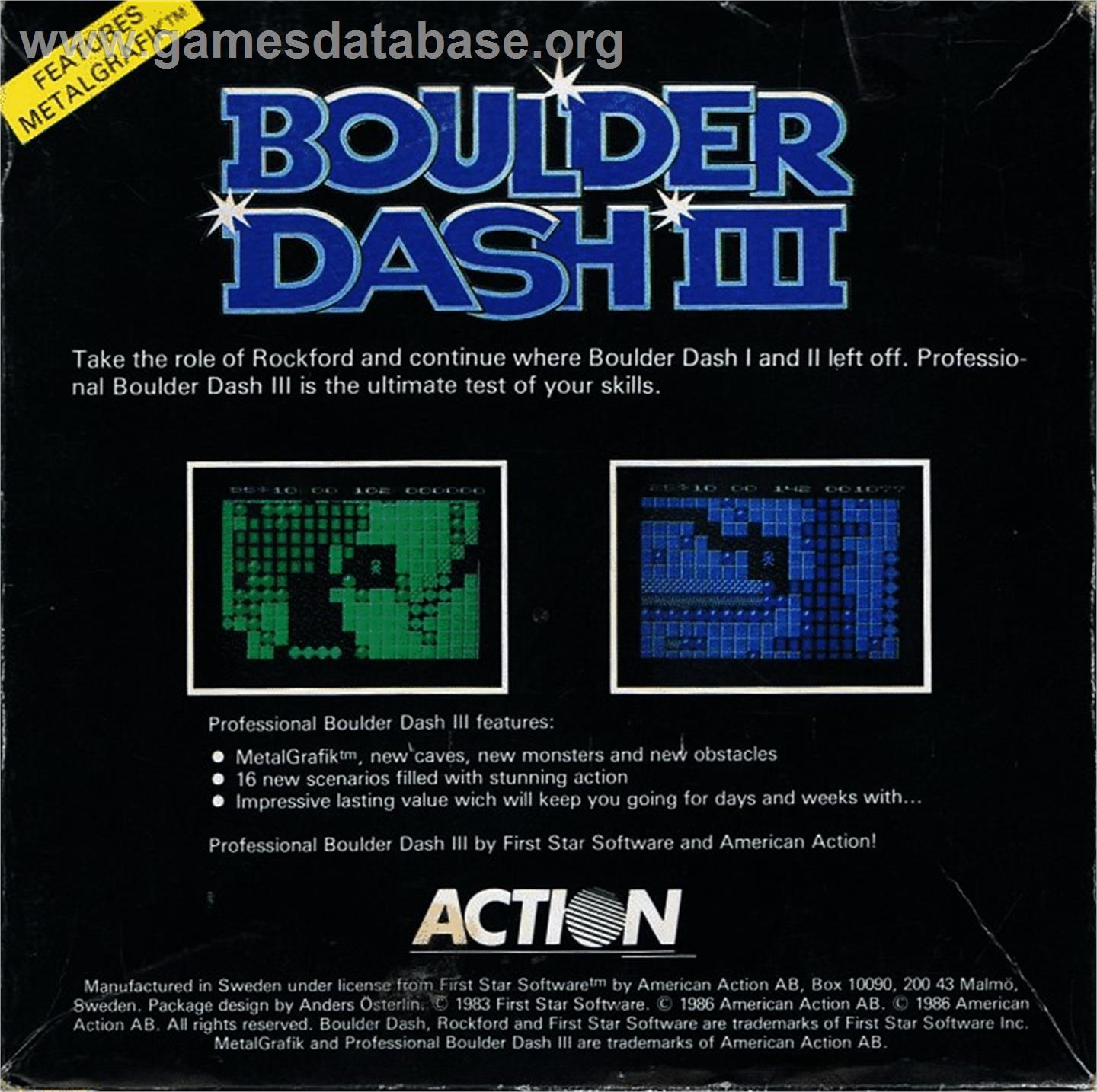Boulder Dash 3 - Commodore 64 - Artwork - Box Back