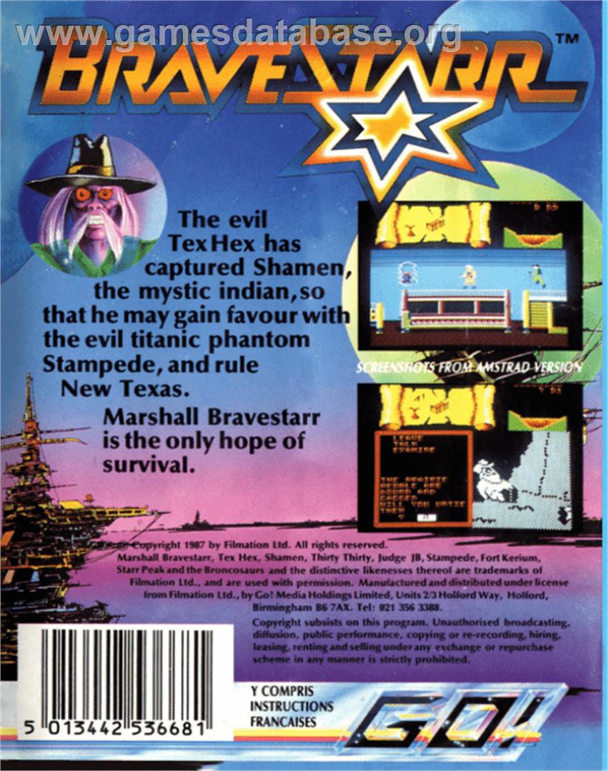BraveStarr - Commodore 64 - Artwork - Box Back