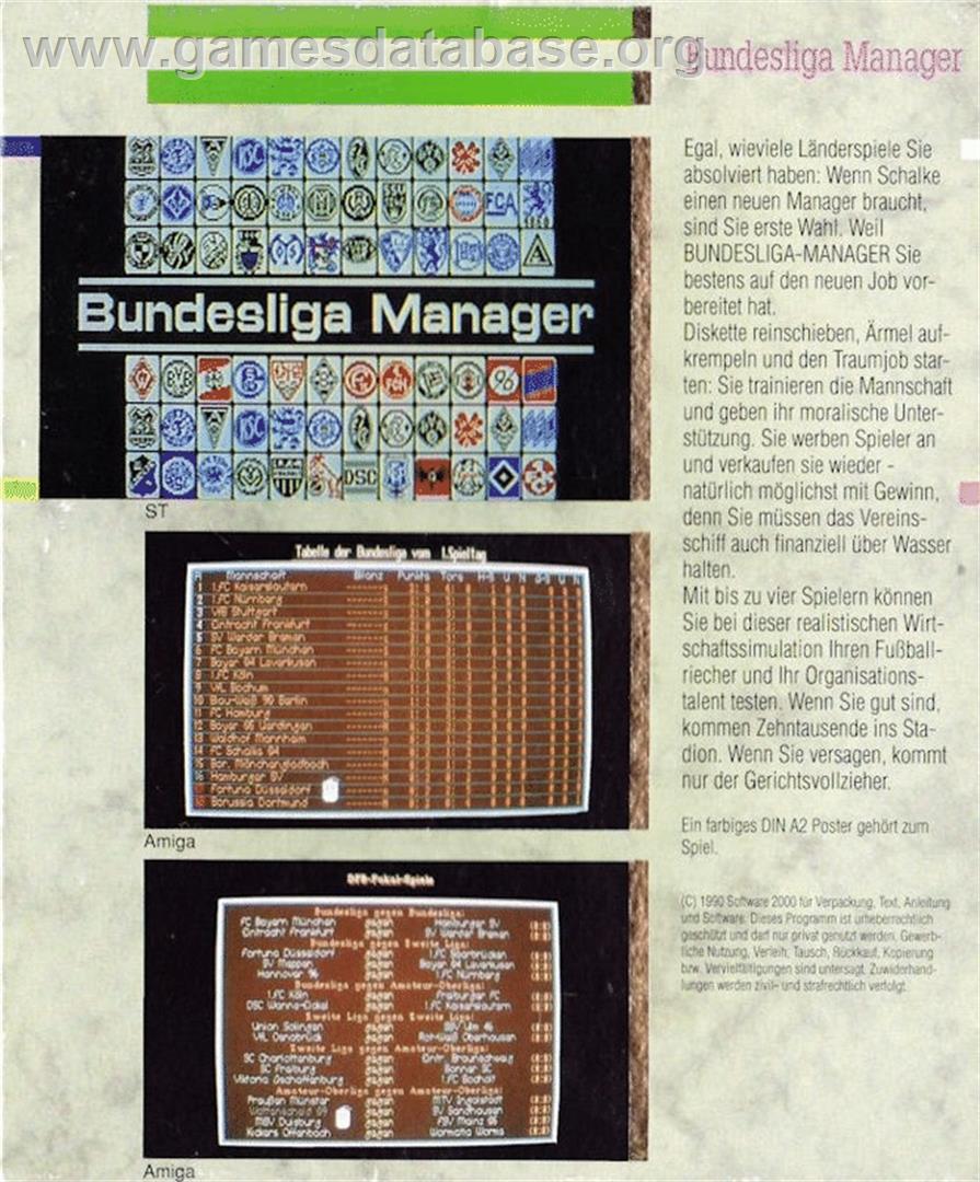 Bundesliga Manager - Commodore 64 - Artwork - Box Back