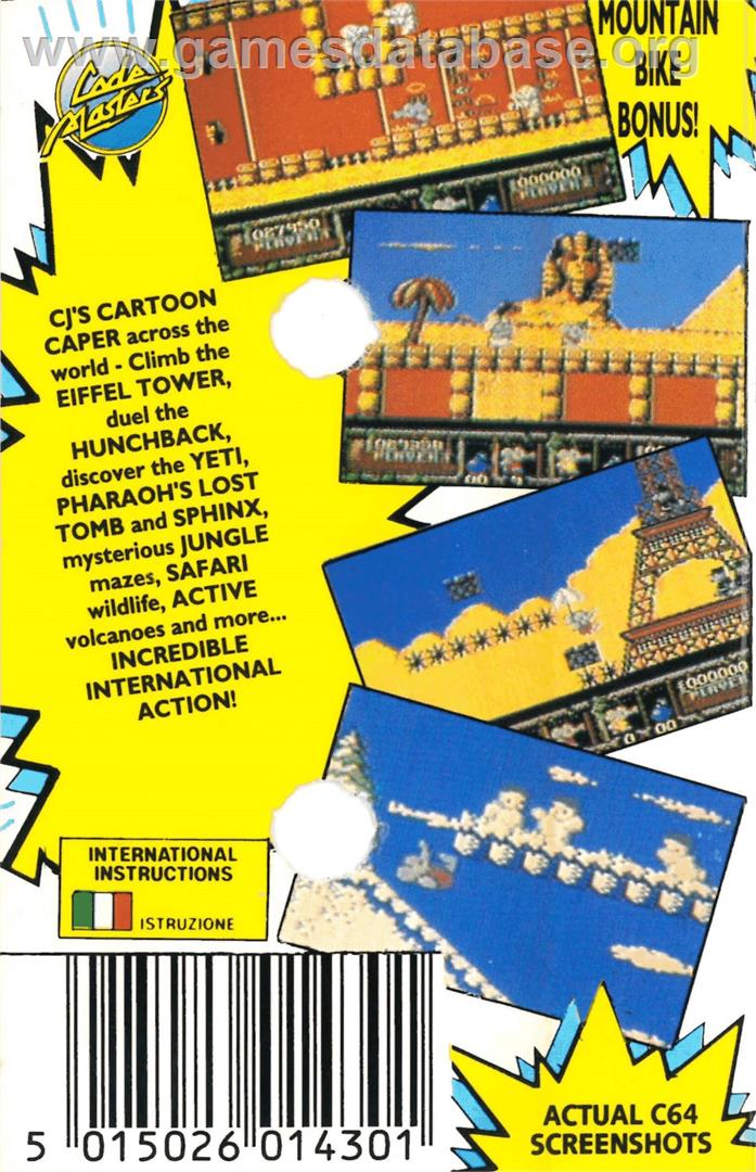 CJ's Elephant Antics - Commodore 64 - Artwork - Box Back