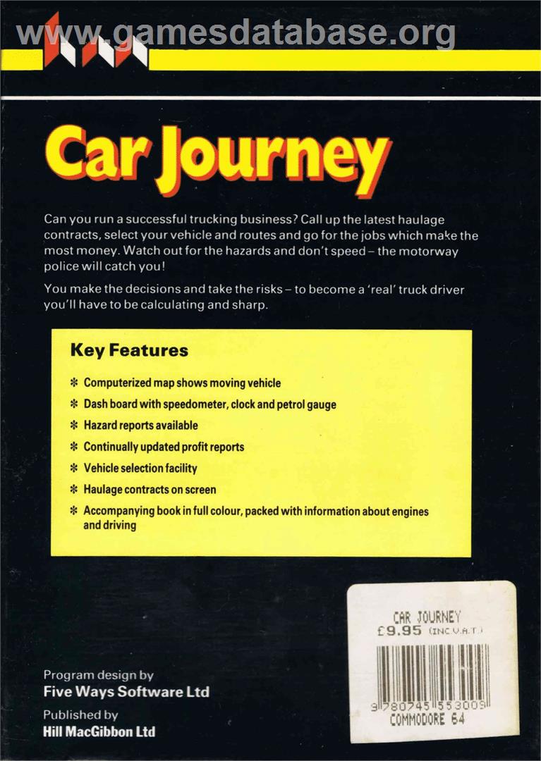 Car Journey - Commodore 64 - Artwork - Box Back
