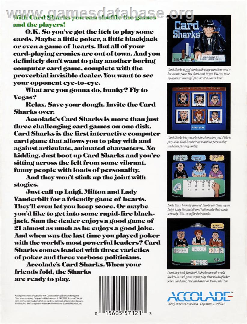 Card Sharks - Commodore 64 - Artwork - Box Back