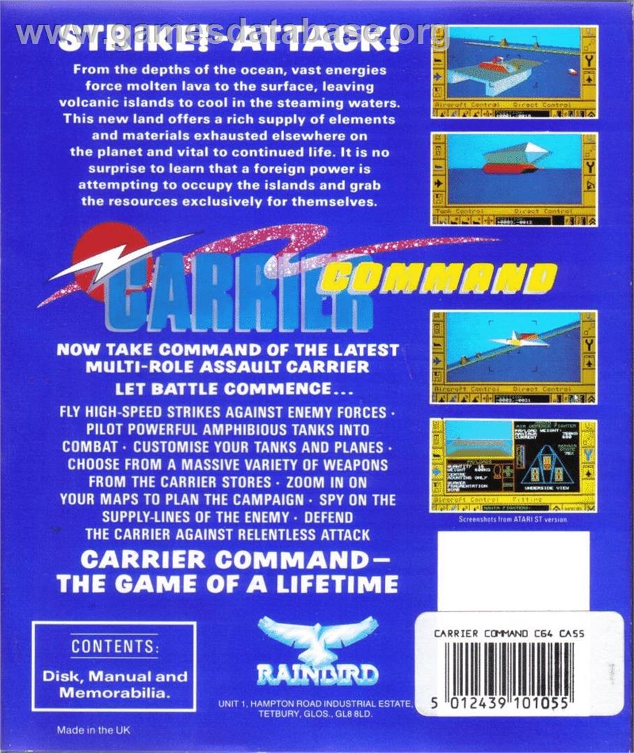Carrier Command - Commodore 64 - Artwork - Box Back