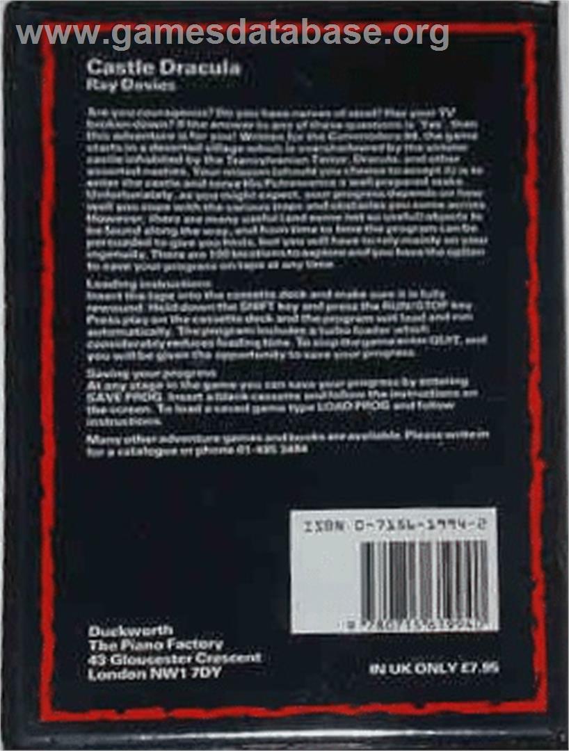 Castle Dracula - Commodore 64 - Artwork - Box Back