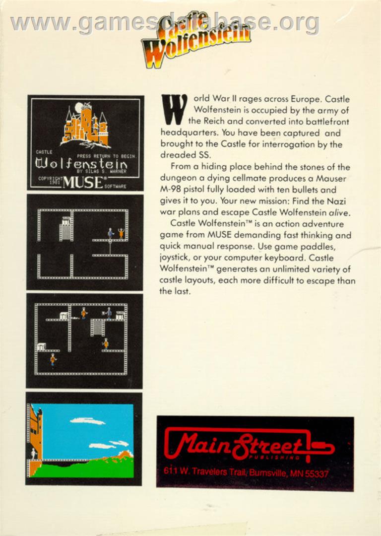 Castle Wolfenstein - Commodore 64 - Artwork - Box Back