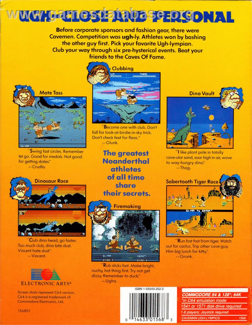 Caveman Ugh-Lympics - Commodore 64 - Artwork - Box Back