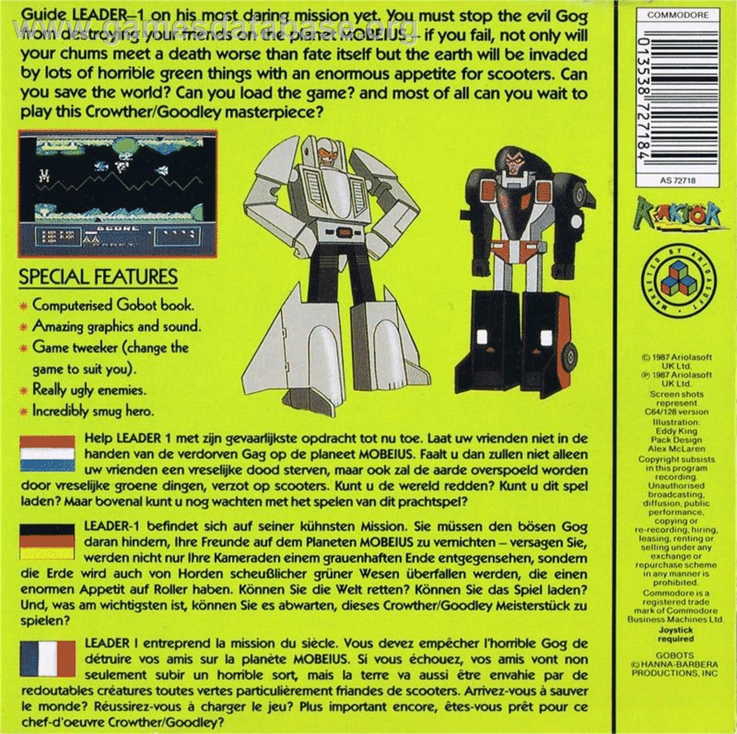 Challenge of the Gobots - Commodore 64 - Artwork - Box Back