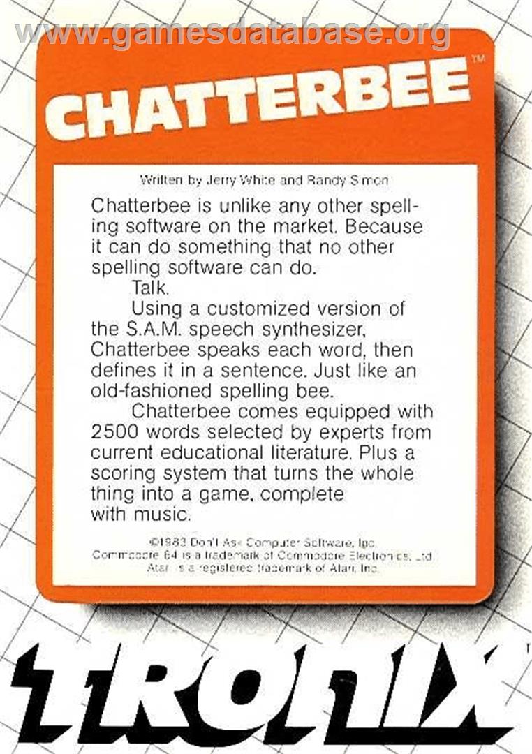 Chatterbee - Commodore 64 - Artwork - Box Back