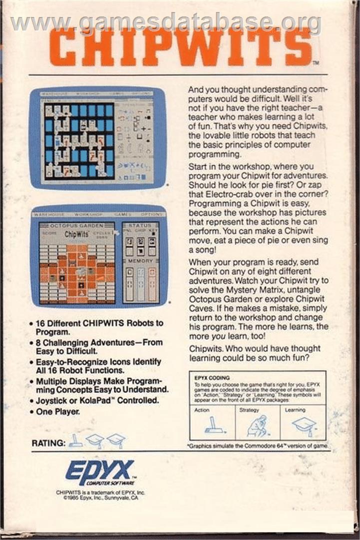 Chipwits - Commodore 64 - Artwork - Box Back