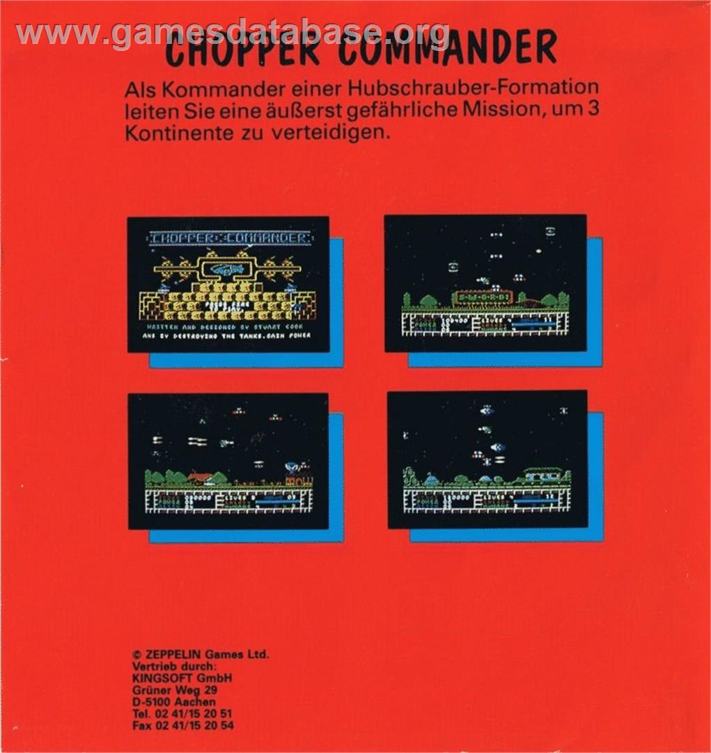 Chopper Commander - Commodore 64 - Artwork - Box Back