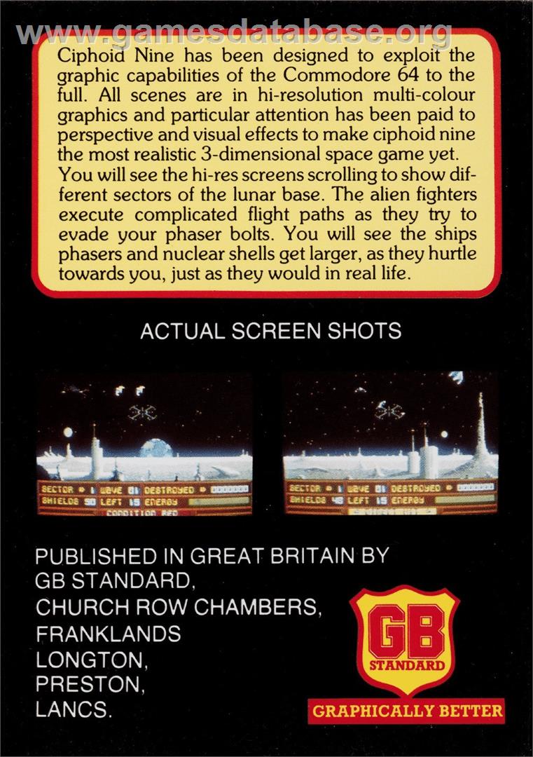 Ciphoid 9 - Commodore 64 - Artwork - Box Back