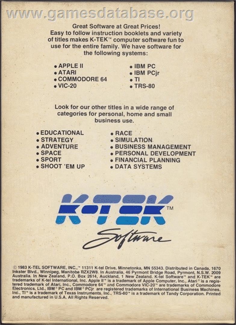 Cityattak! - Commodore 64 - Artwork - Box Back