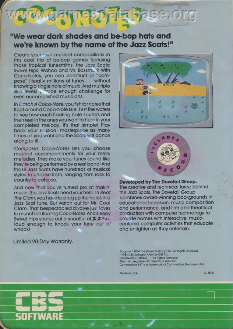 Coco-notes - Commodore 64 - Artwork - Box Back