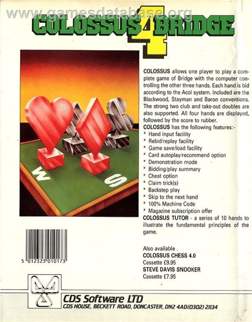 Colossus Bridge 4 - Commodore 64 - Artwork - Box Back