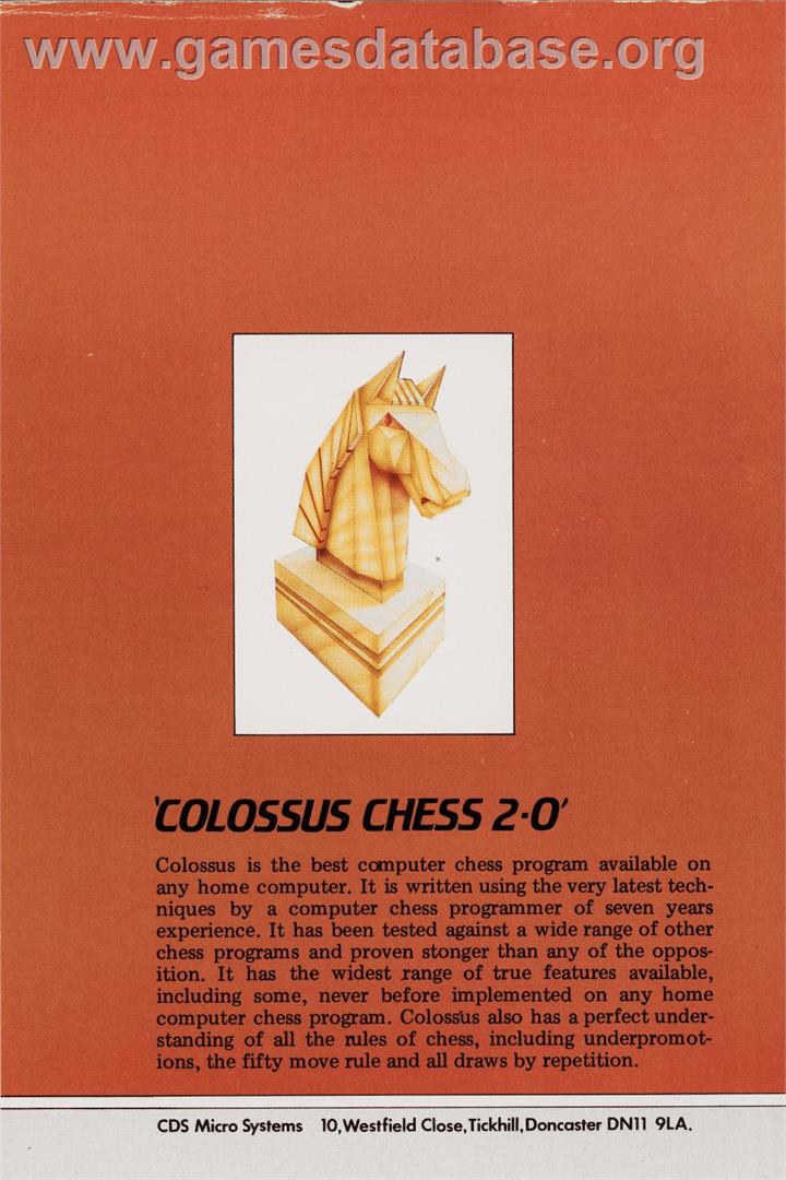Colossus Chess 2.0 - Commodore 64 - Artwork - Box Back