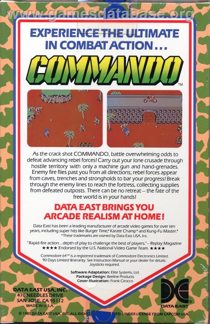 Commando Arcade - Commodore 64 - Artwork - Box Back
