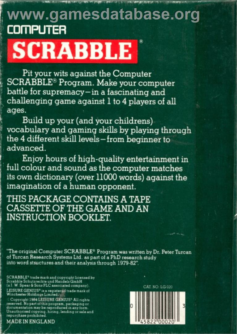 Computer Scrabble - Commodore 64 - Artwork - Box Back