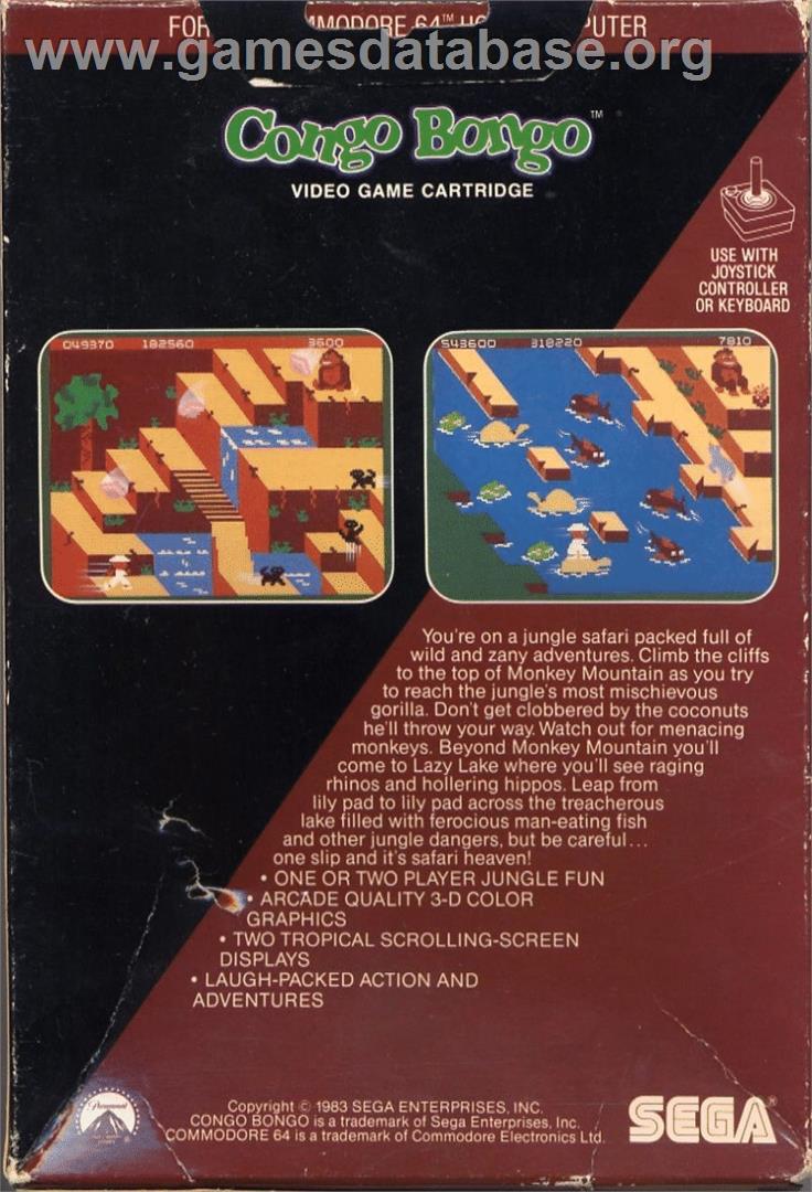 Congo Bongo (1985) - Commodore 64 - Artwork - Box Back
