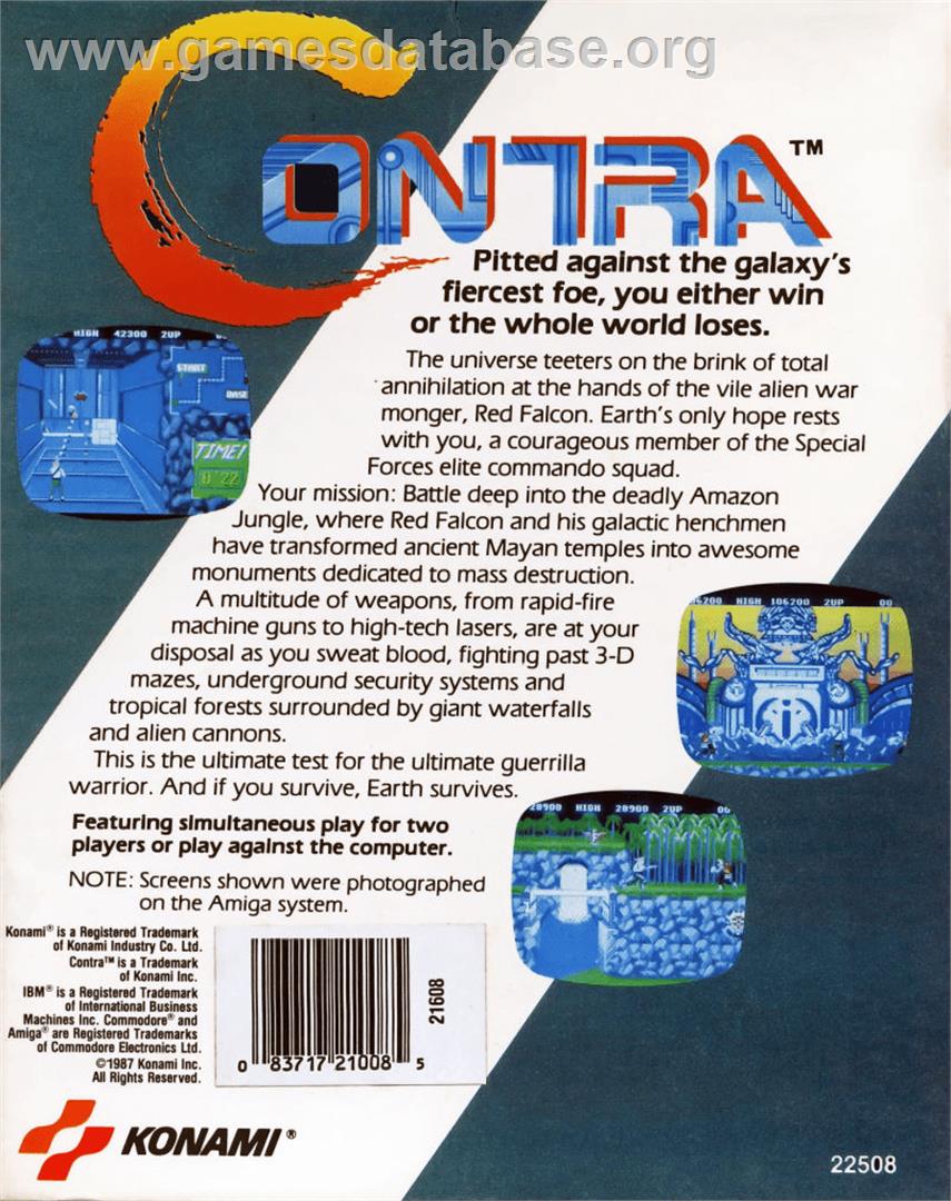 Contra - Commodore 64 - Artwork - Box Back