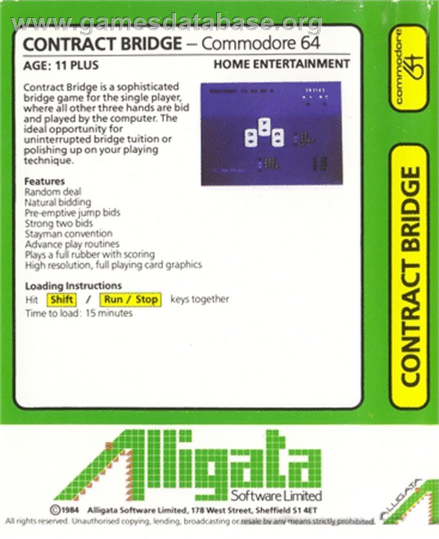 Contract Bridge (Alligata Software) - Commodore 64 - Artwork - Box Back