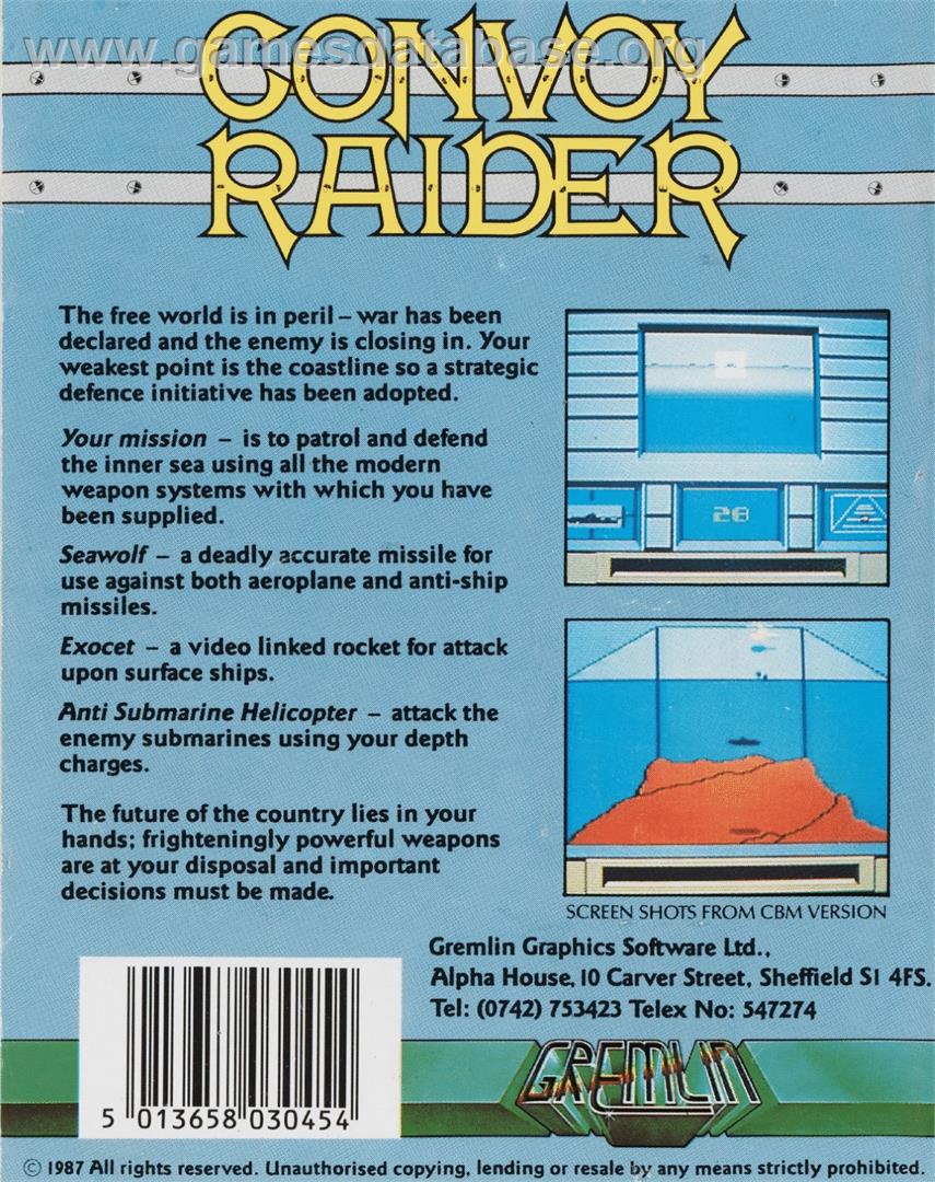 Convoy Raider - Commodore 64 - Artwork - Box Back