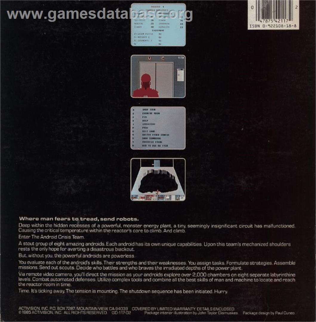 Countdown To Shutdown - Commodore 64 - Artwork - Box Back