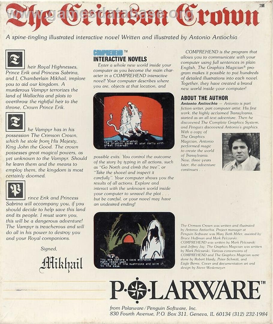 Crimson Crown - Commodore 64 - Artwork - Box Back
