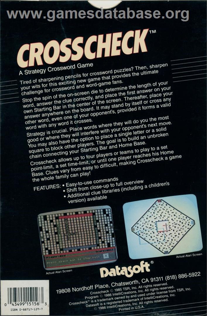 Crosscheck - Commodore 64 - Artwork - Box Back