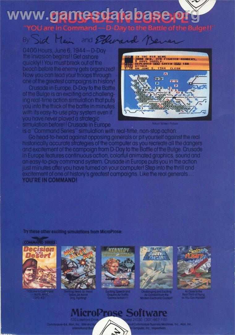 Crusade in Europe - Commodore 64 - Artwork - Box Back