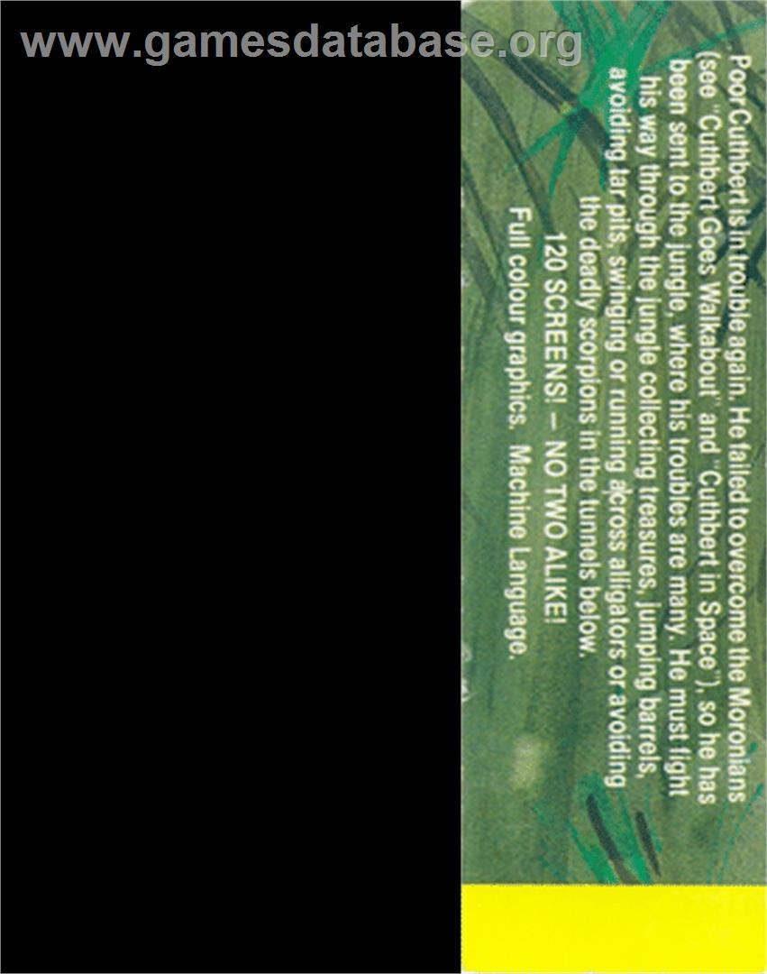 Cuthbert in the Jungle - Commodore 64 - Artwork - Box Back