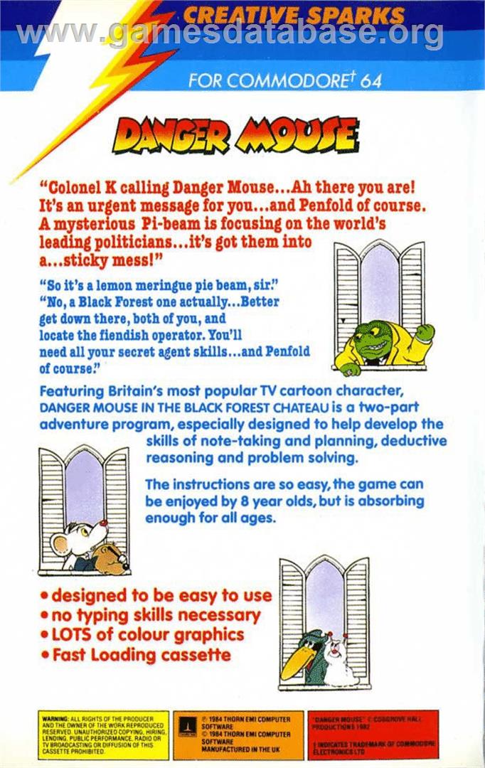 Danger Mouse in the Black Forest Chateau - Commodore 64 - Artwork - Box Back