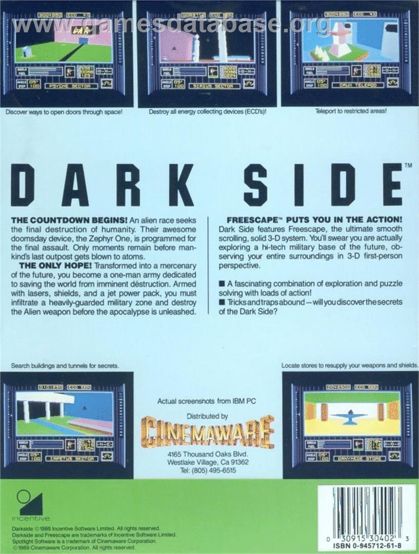 Dark Side, The (The Power House) - Commodore 64 - Artwork - Box Back