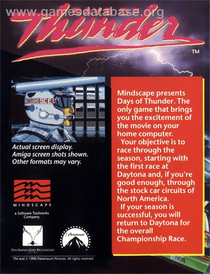 Days of Thunder - Commodore 64 - Artwork - Box Back