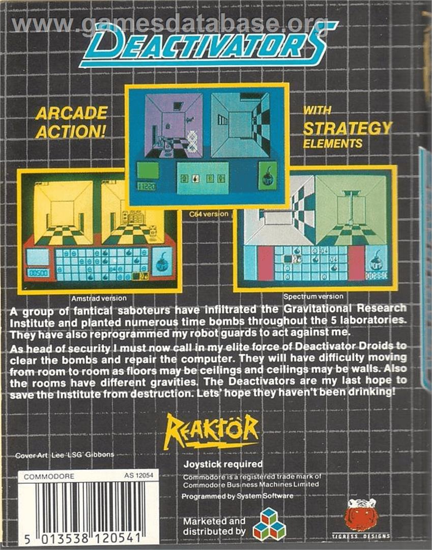 Deactivators - Commodore 64 - Artwork - Box Back