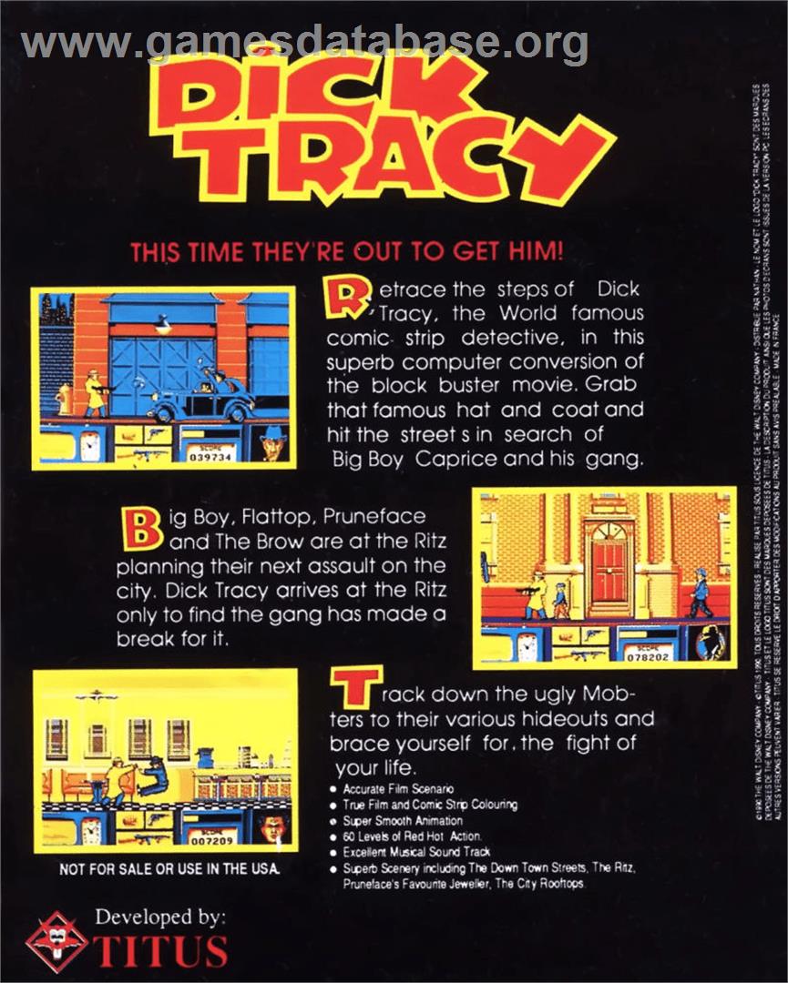 Dick Tracy - Commodore 64 - Artwork - Box Back