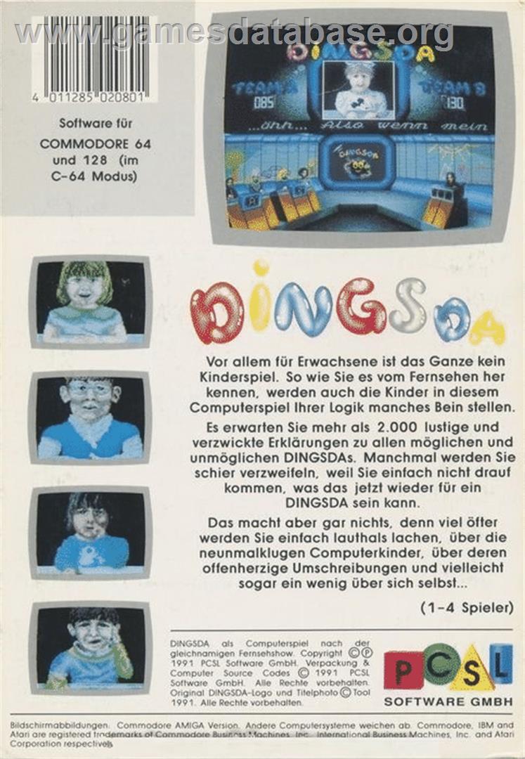 Dingsda - Commodore 64 - Artwork - Box Back